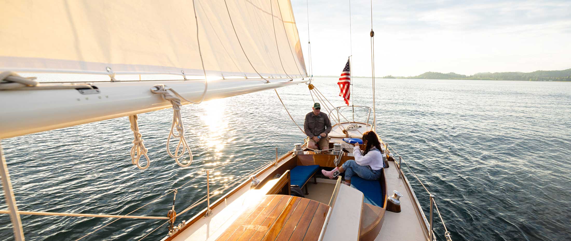 A couple on a sailboat